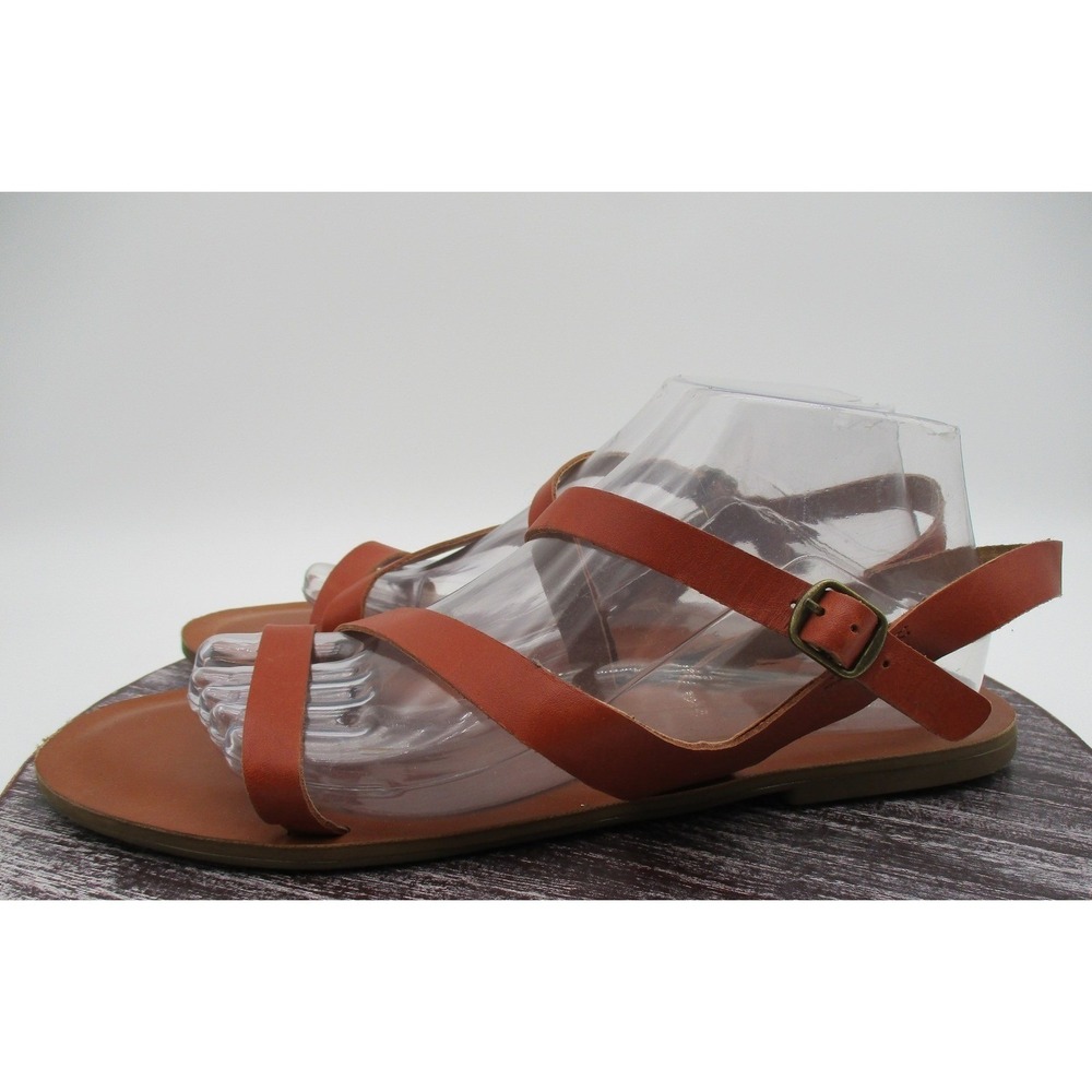 Lucky Brand Sandals Womens 10 Strappy Buckle Leather Comfort Summer Buckle Brown